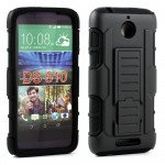 Wholesale HTC Desire 510 Horizontal Armor Holster Combo Belt Clip (Black)